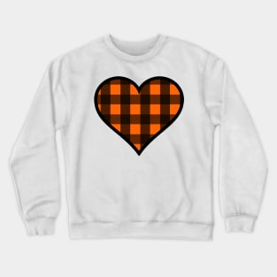 Orange and Black Buffalo Plaid Heart Crewneck Sweatshirt